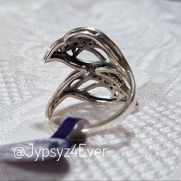 "Diamond Roses" Sterling Silver & CZ Flower Ring - Picture 3 of 6